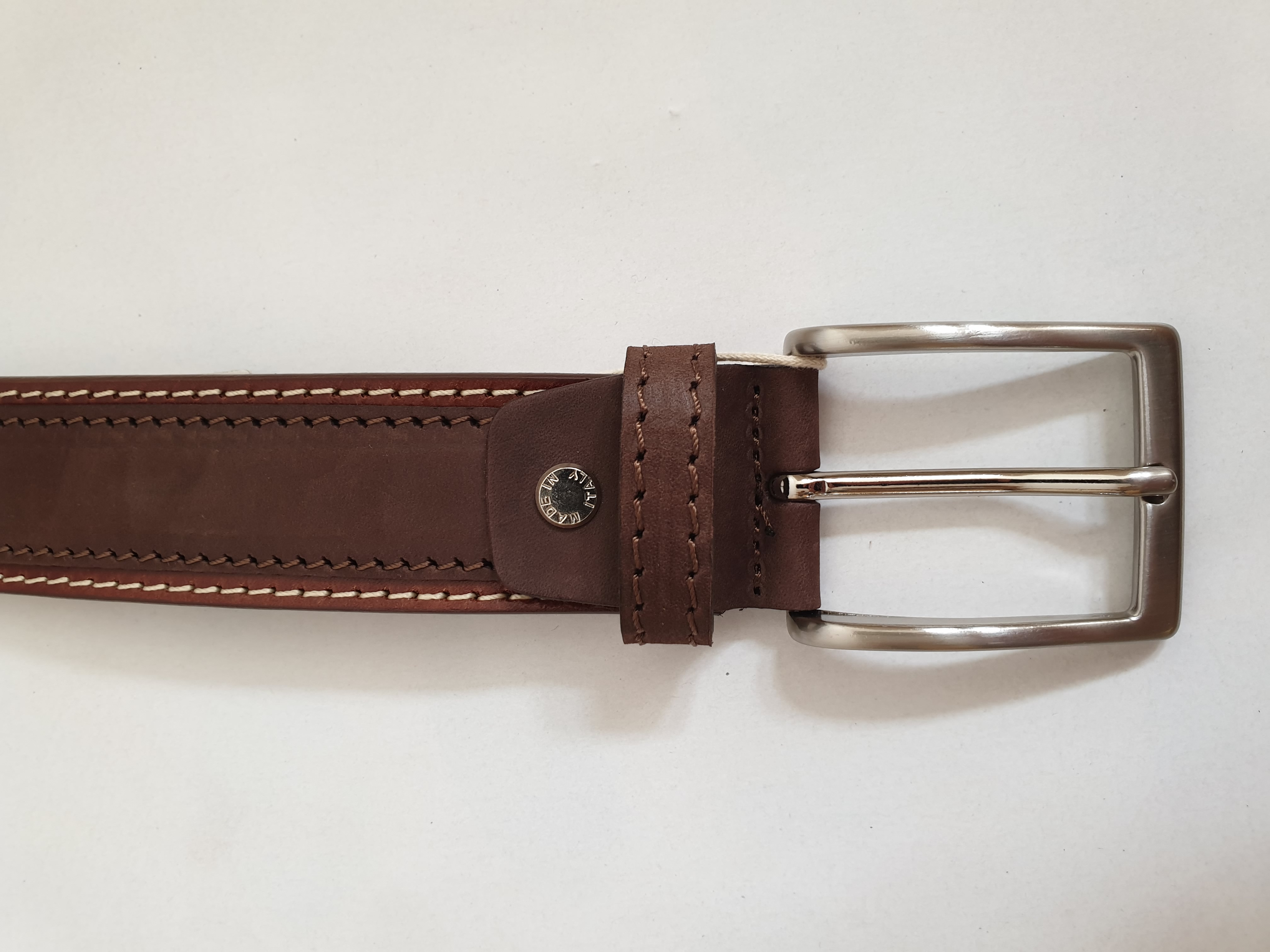 Kožený opasek 4cm - Tmavohnědý s broušenou kůží