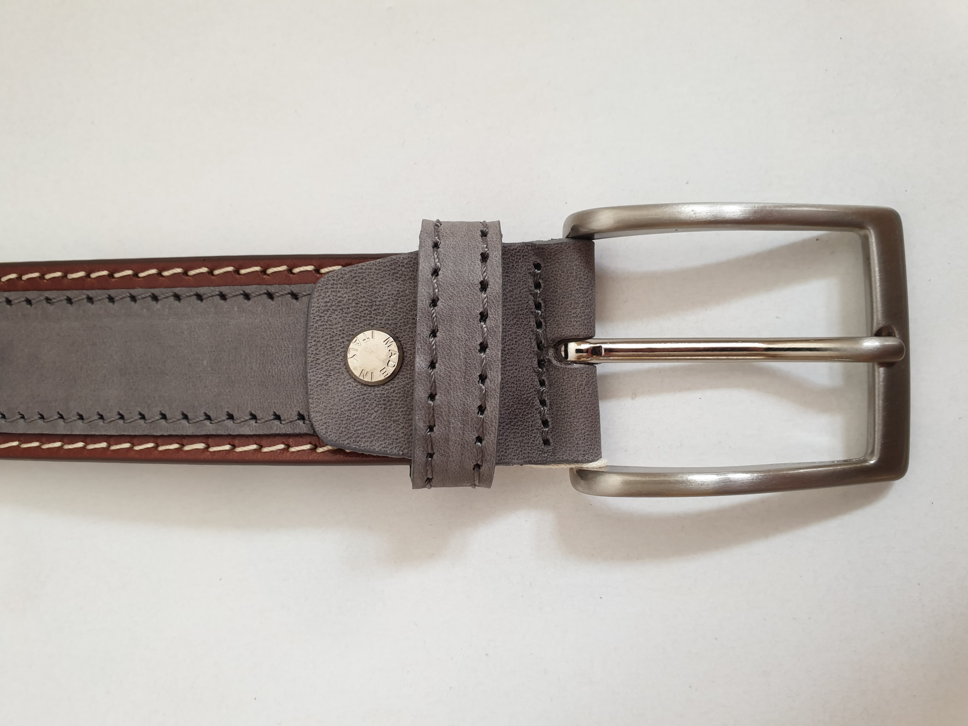 Kožený opasek 4cm - Šedý s broušenou kůží