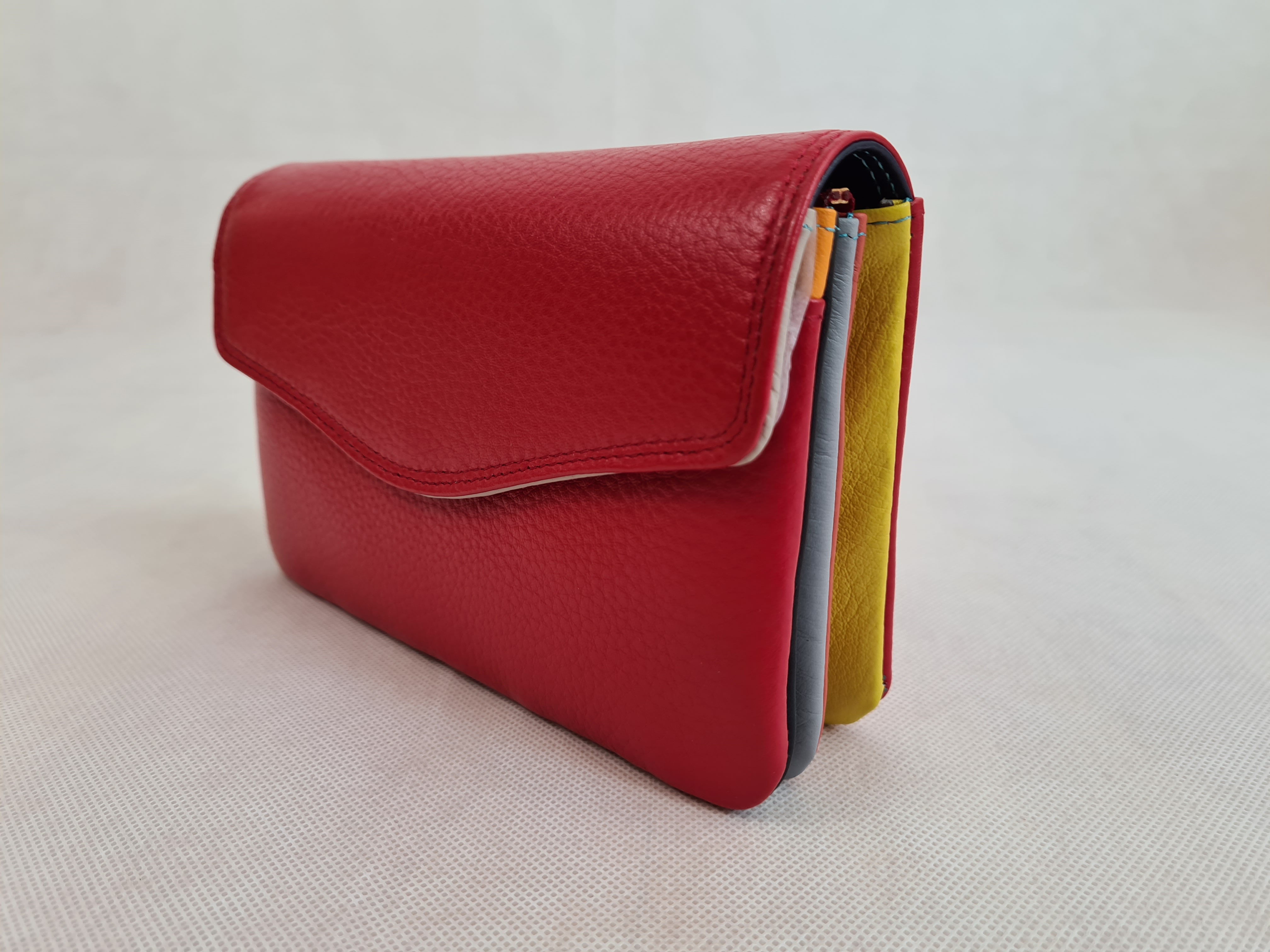 Dámská kožená peněženka multicolor - červená