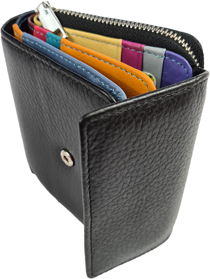 Dámská kožená peněženka multicolor compact - Černá