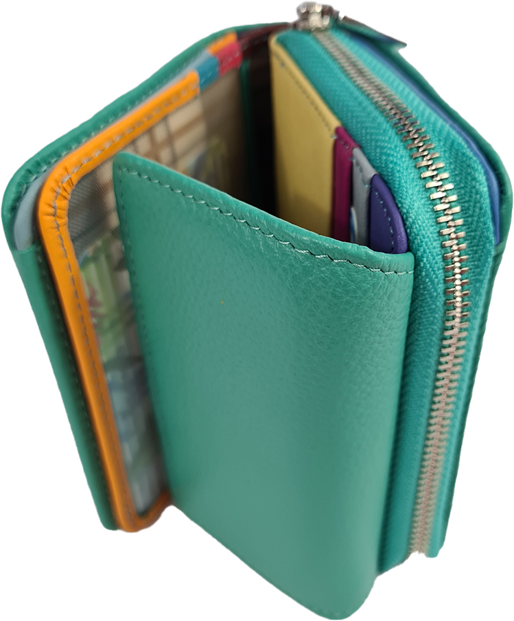 Dámská peněženka multicolor compact - Tyrkysová