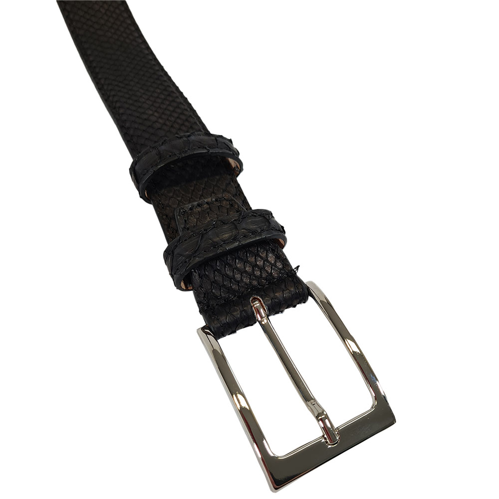 Pánský pásek z hadí kůže Hades - Černý matný