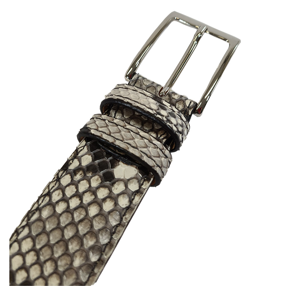Pánský pásek z hadí kůže Hades - Bílá
