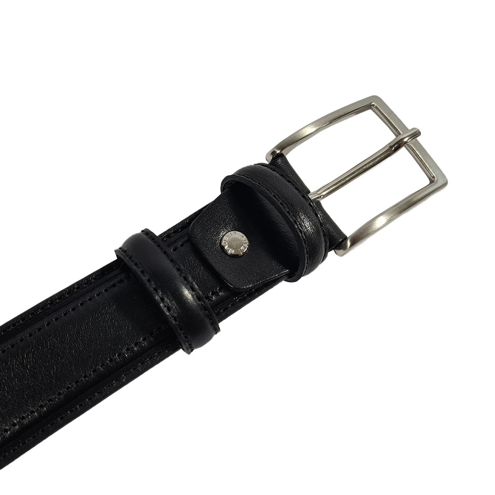 Kožený opasek 4cm prošitý - Černý