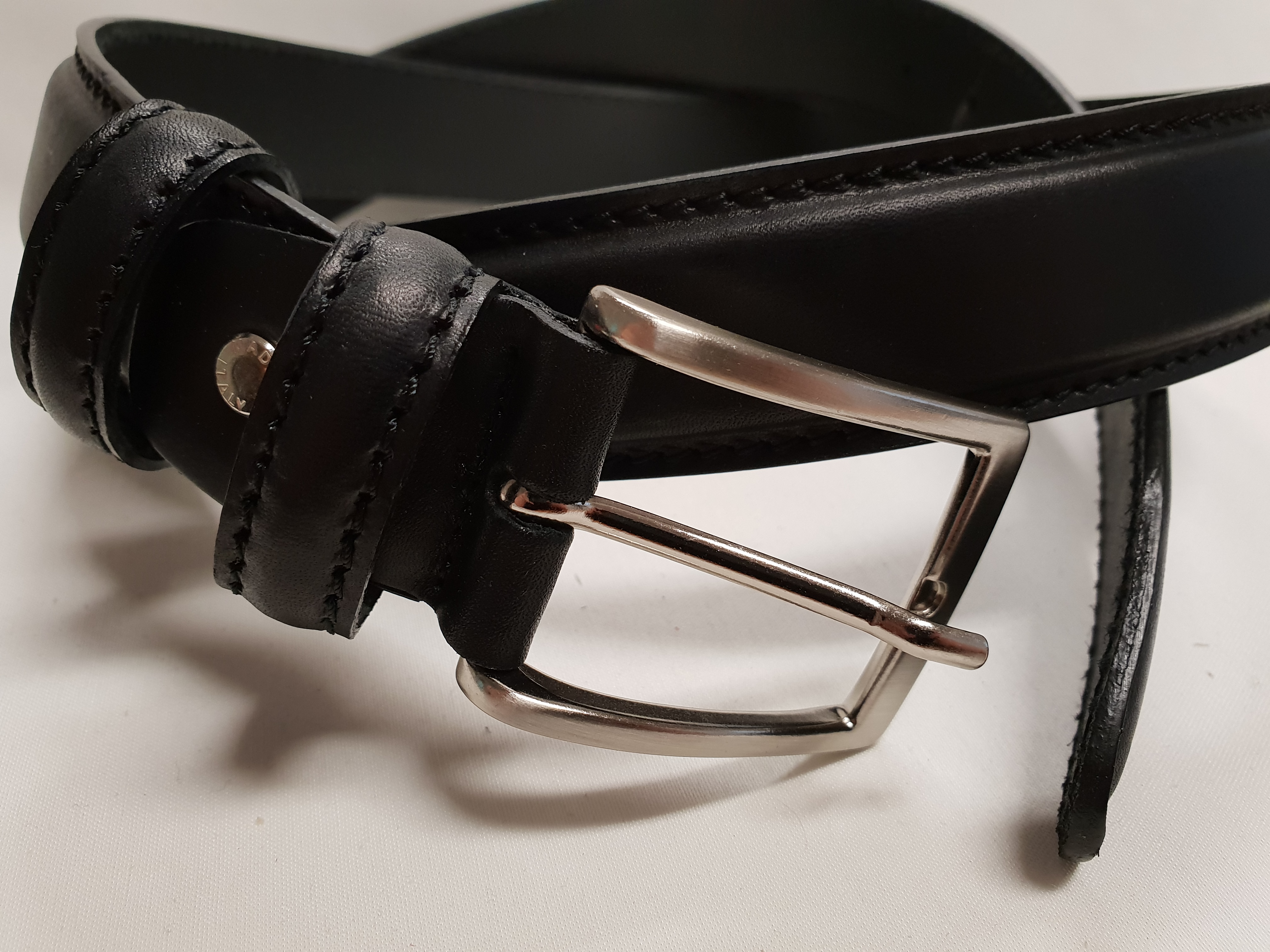 Kožený pásek 4cm - černý