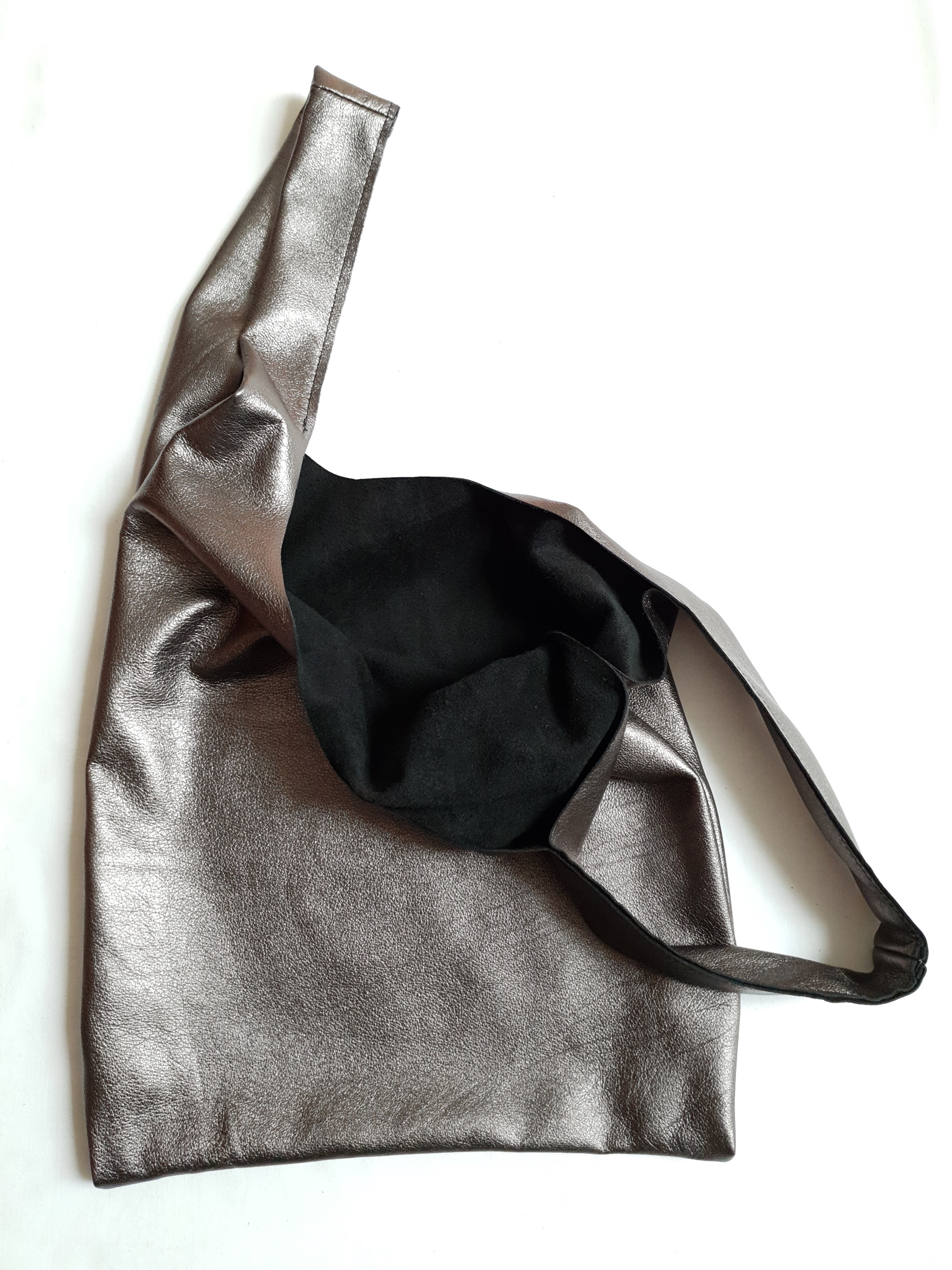 Kožený pytlík - staro-stříbrný