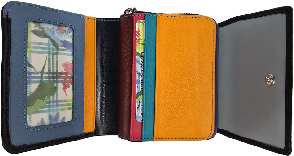 Dámská kožená peněženka multicolor compact - Černá