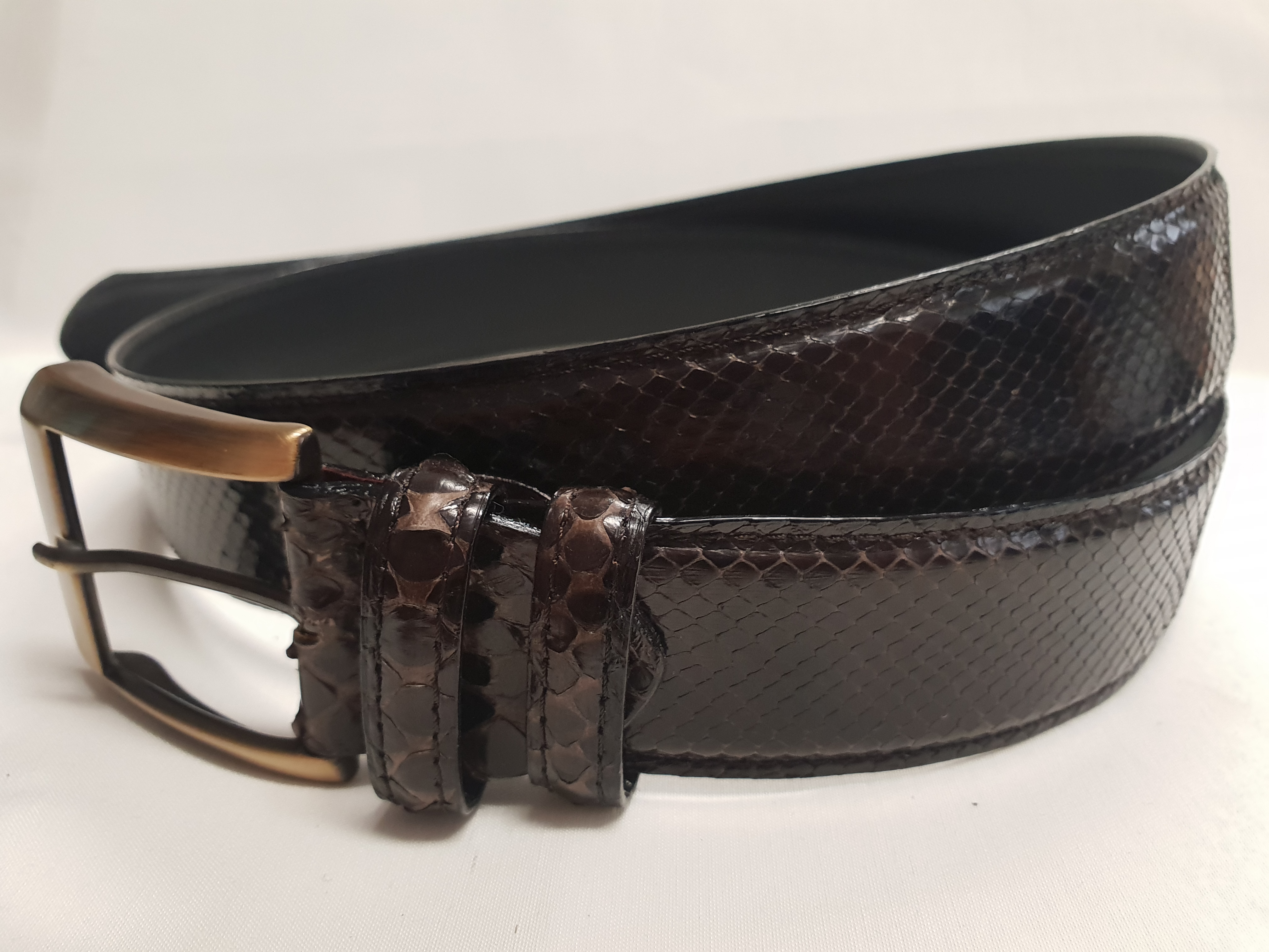 Pásek z hadí kůže 4cm - tmavě hnědá