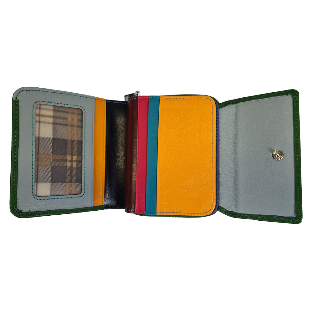 Dámská kožená peněženka multicolor compact - Zelená