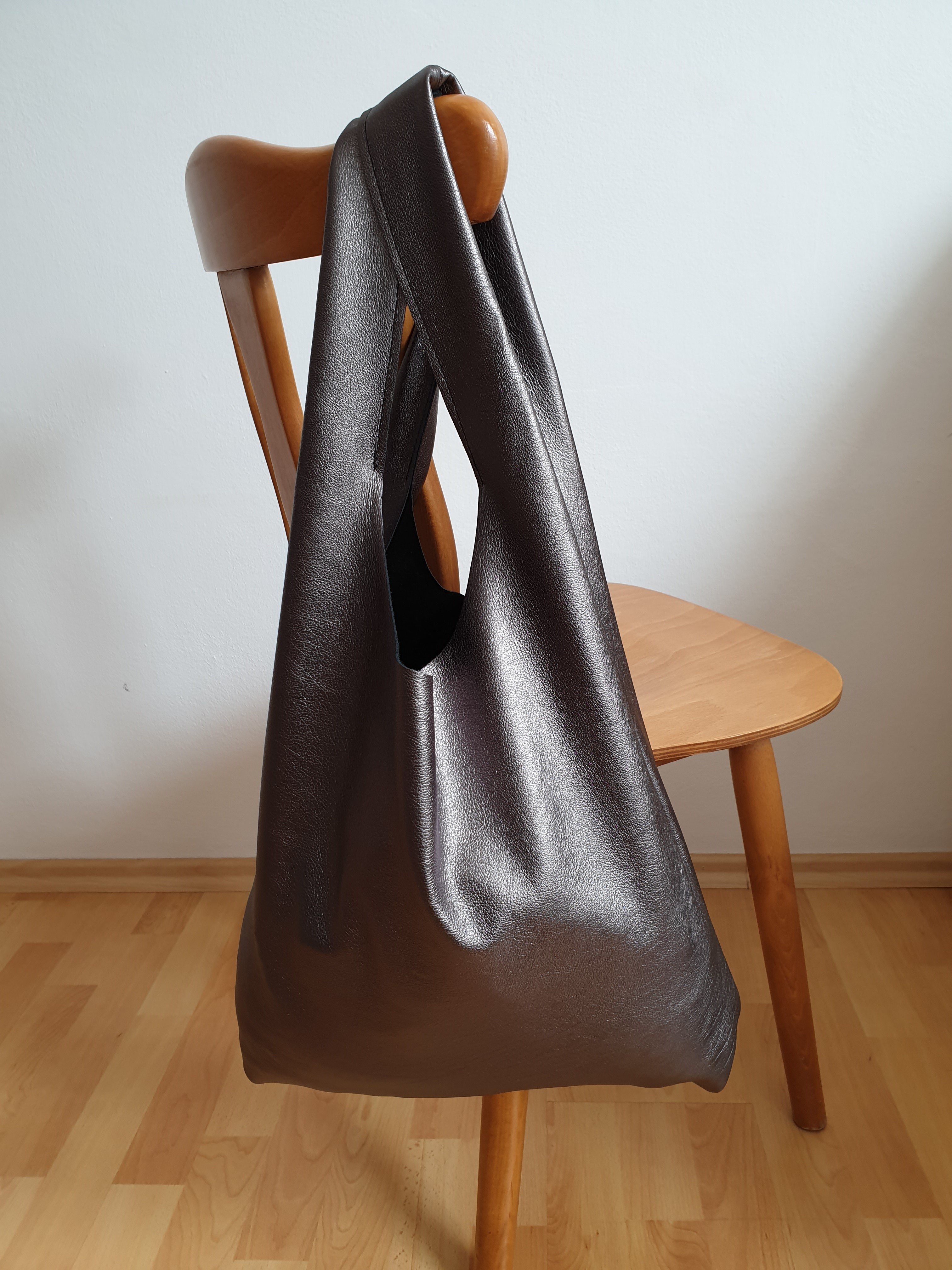 Kožený pytlík - staro-stříbrný