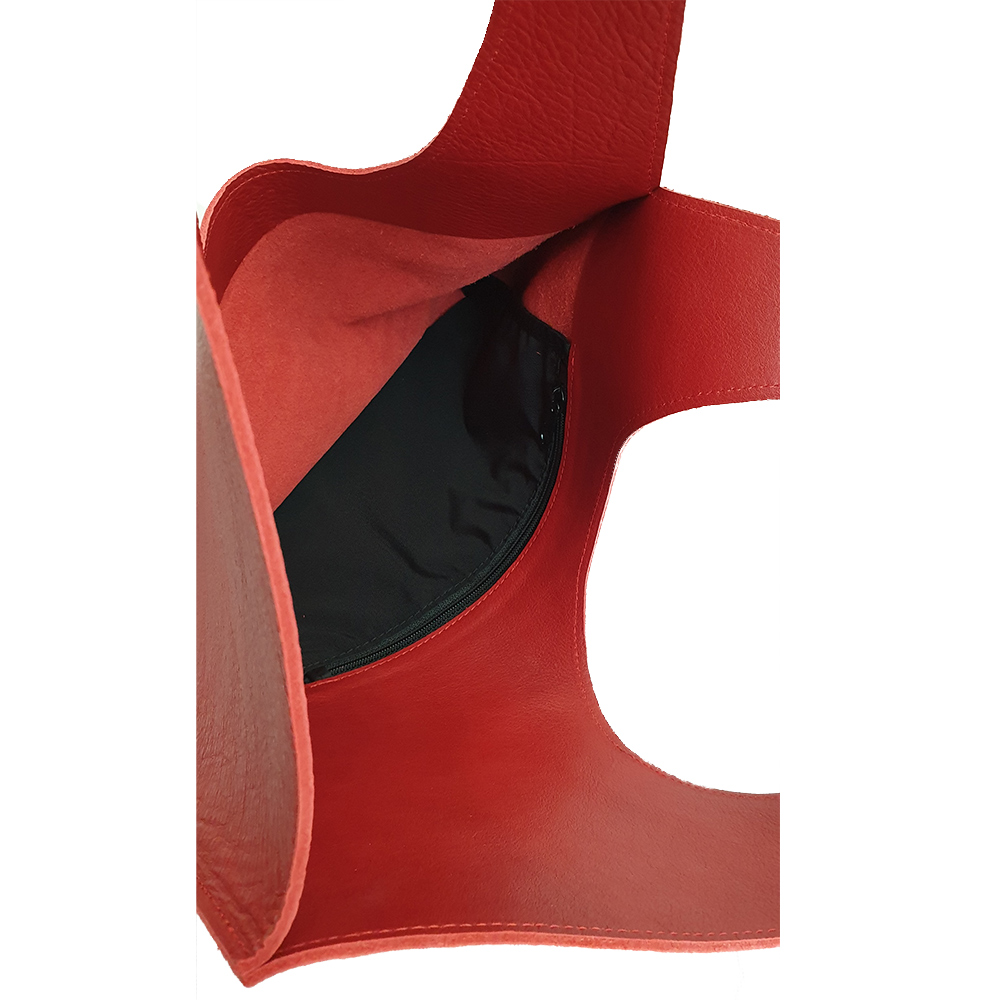 Kožená taška s otvorem - Červená