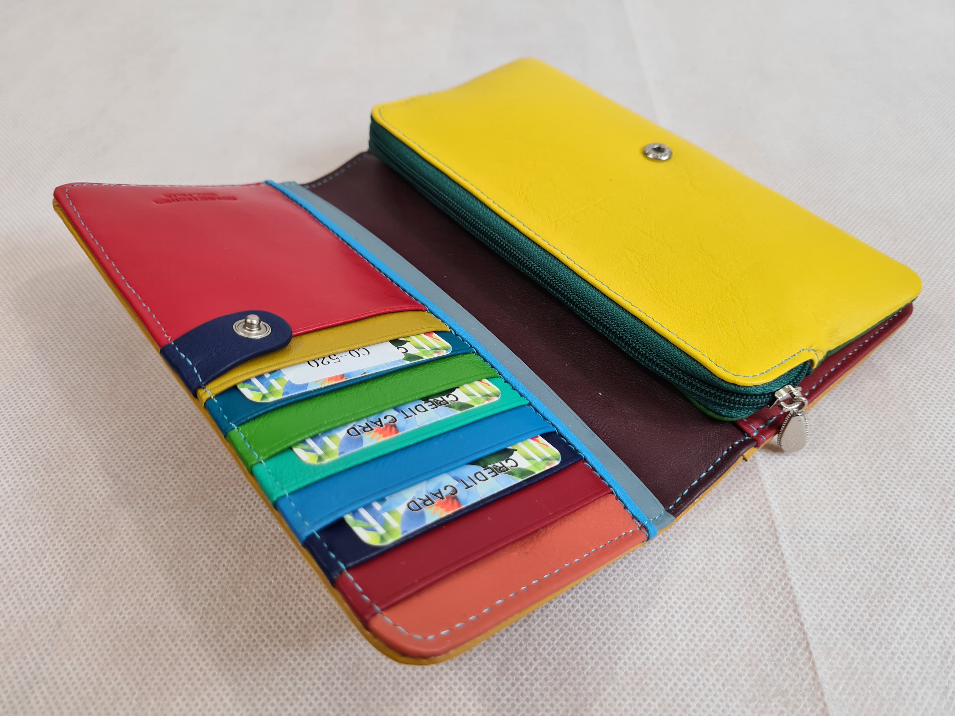 Dámská kožená peněženka multicolor simple - žlutá