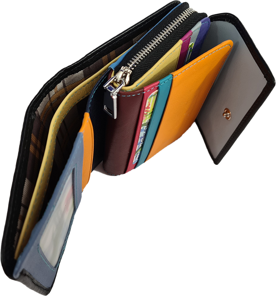 Dámská kožená peněženka multicolor compact - Černá