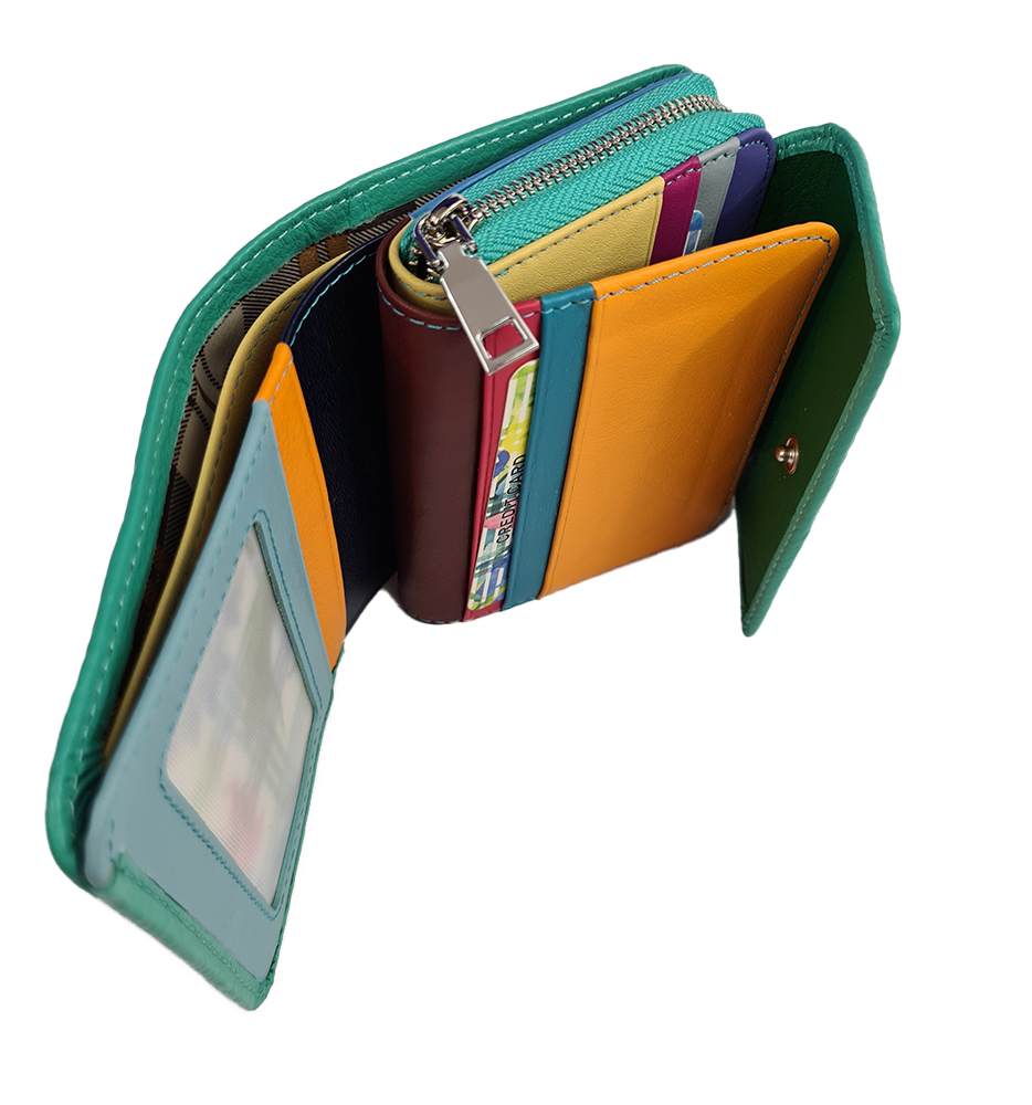 Dámská peněženka multicolor compact - Tyrkysová