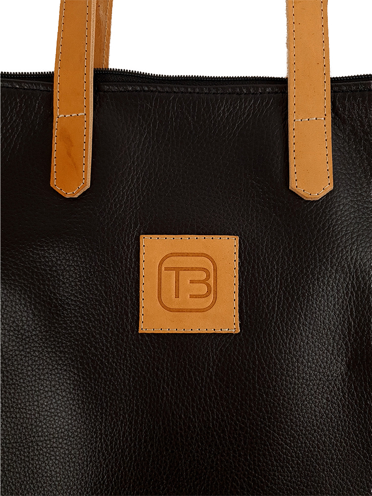 Kožená taška ITEMS - Tmavě hnědá