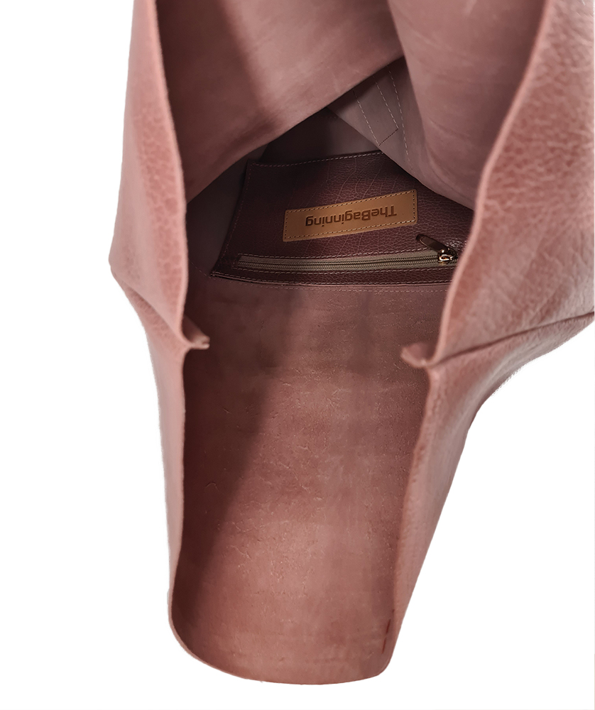 Kožená taška RAW - Staro-růžová