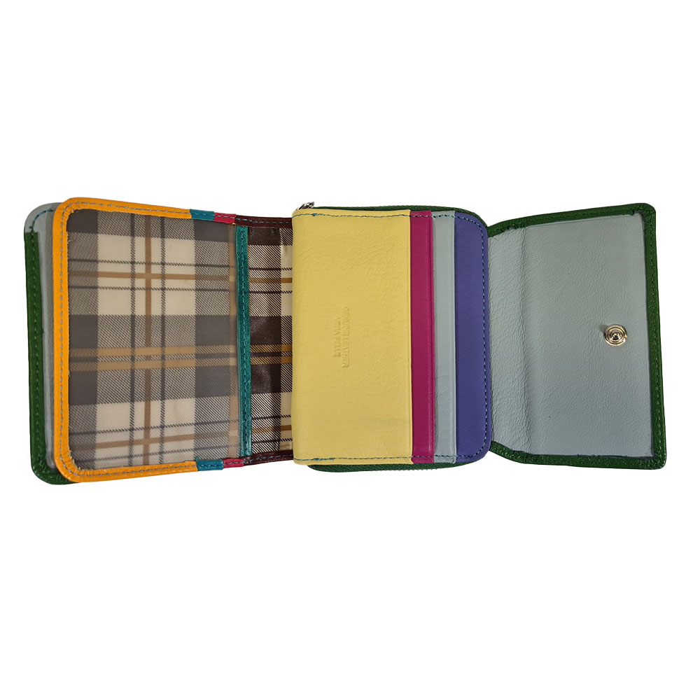 Dámská kožená peněženka multicolor compact - Zelená