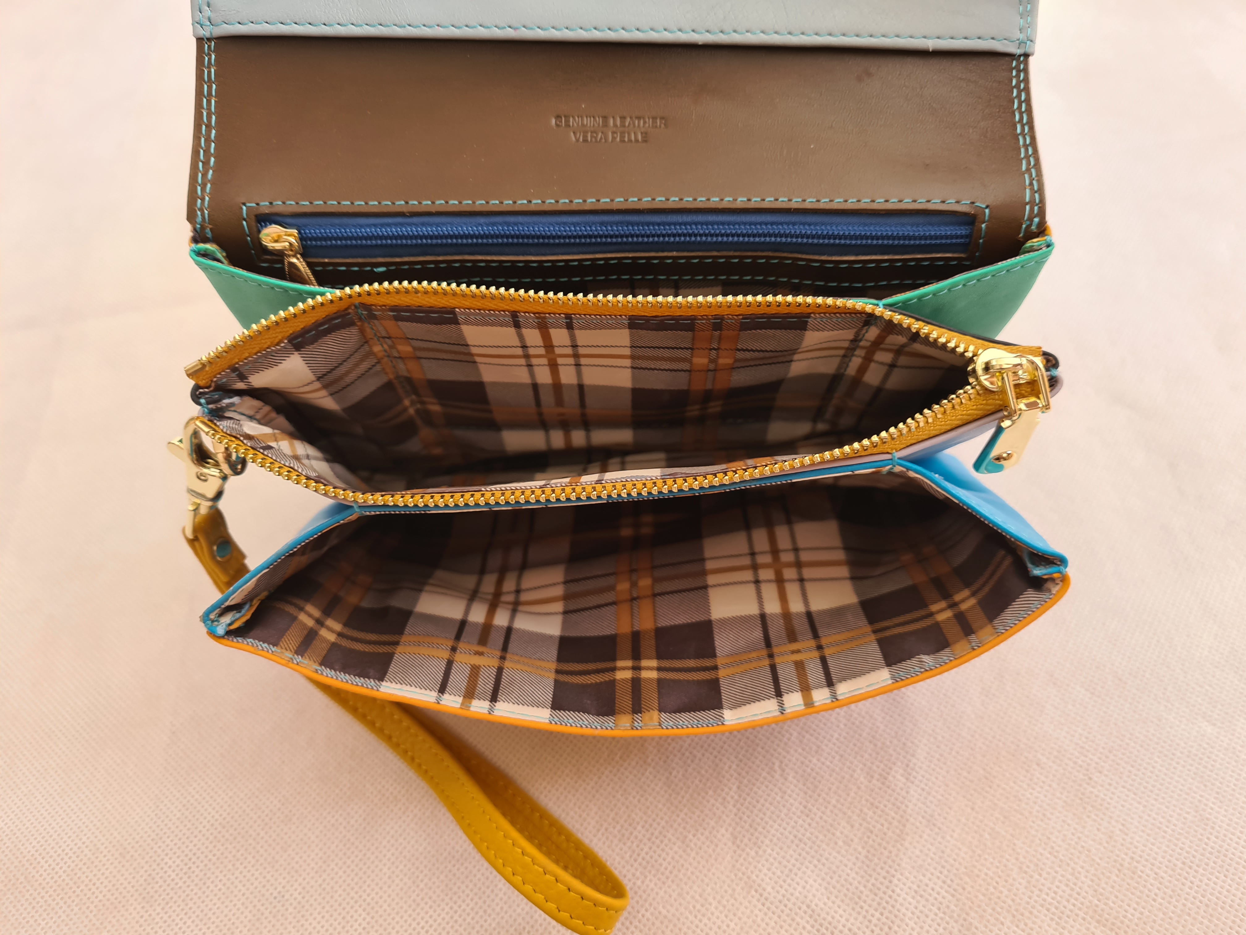 Dámská kožená peněženka multicolor - žlutá