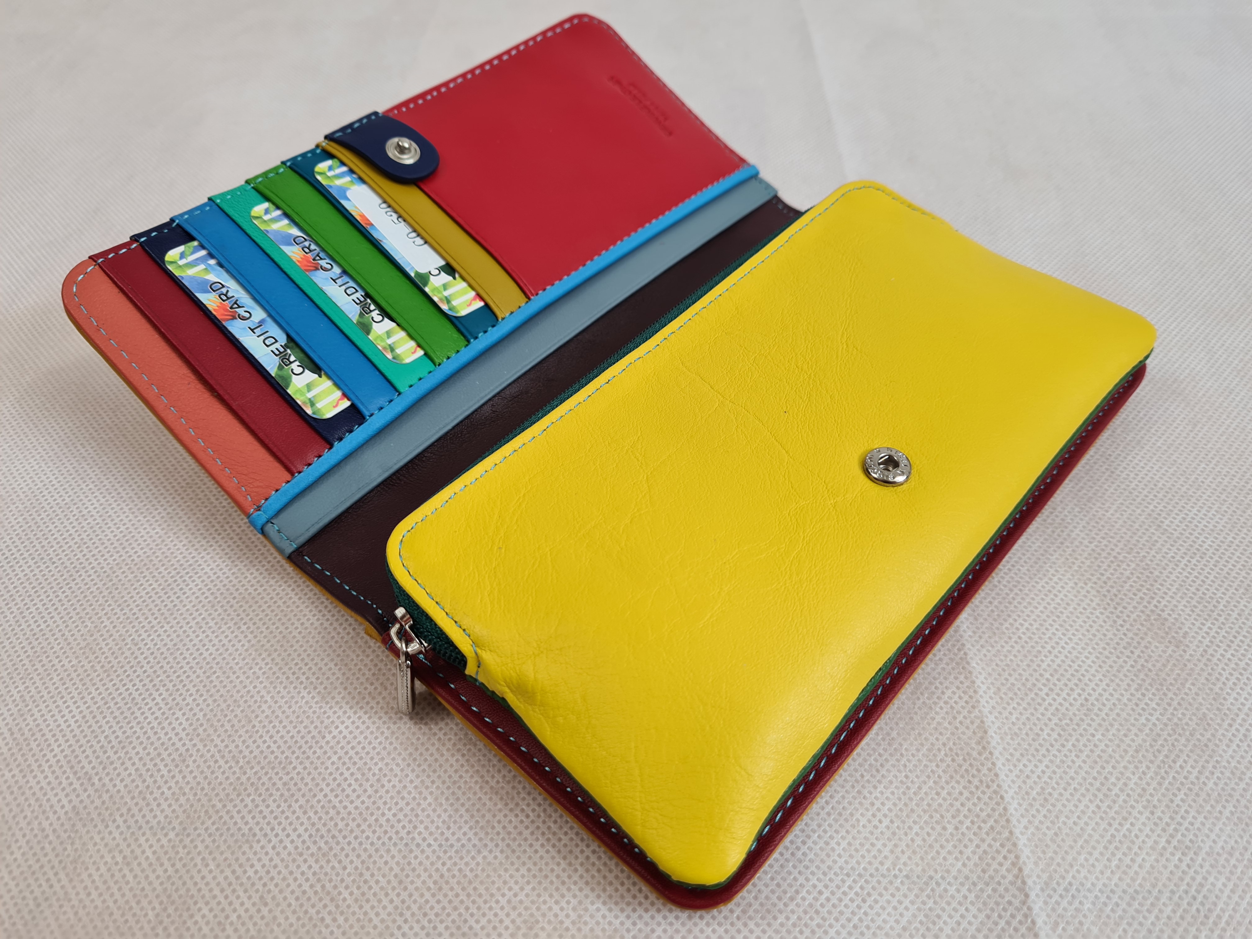 Dámská kožená peněženka multicolor simple - žlutá