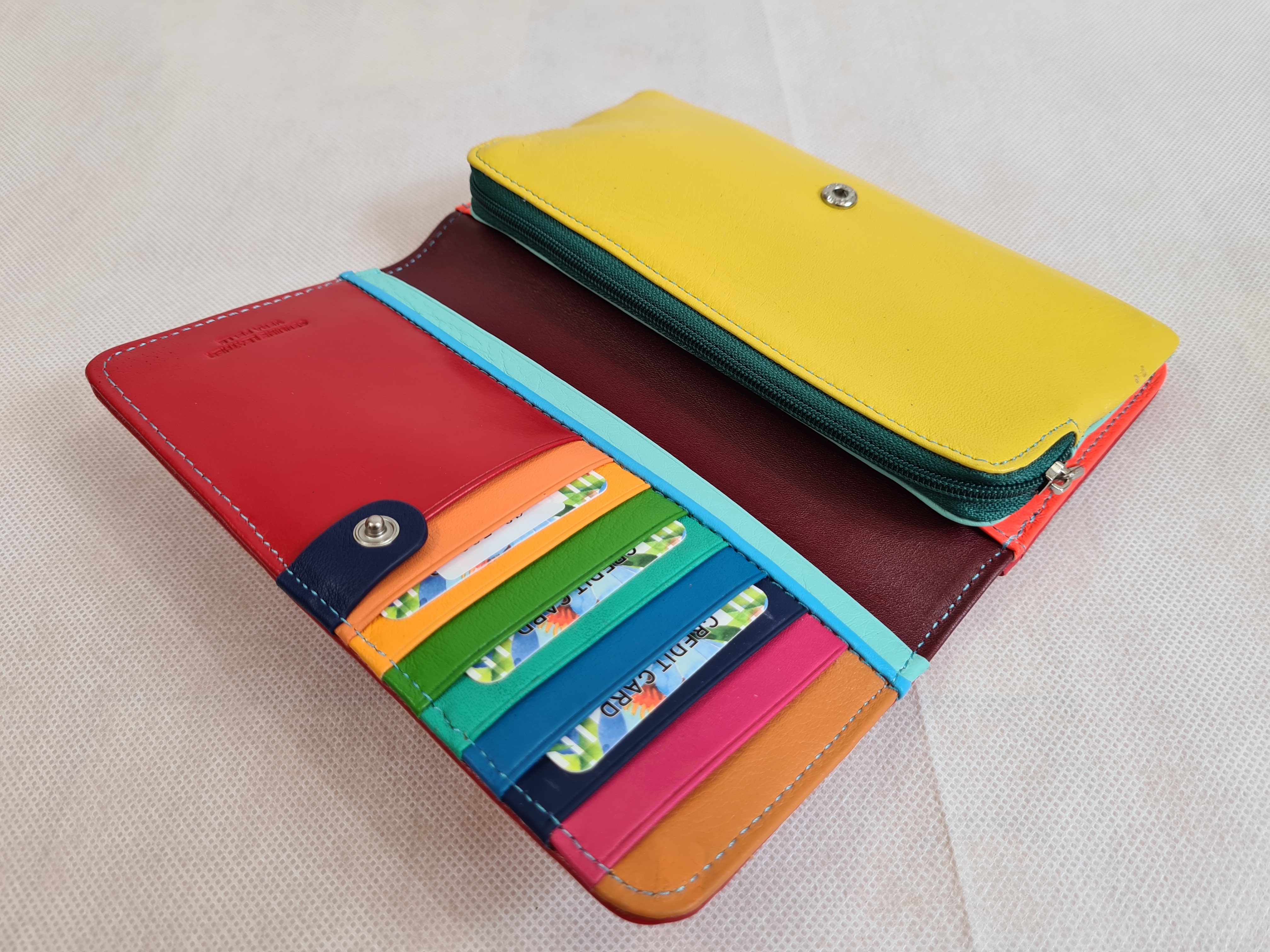 Dámská kožená peněženka multicolor simple - červená