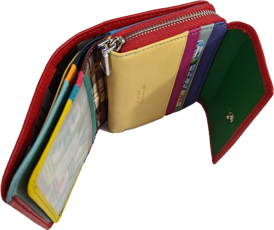 Dámská peněženka multicolor compact - Červená