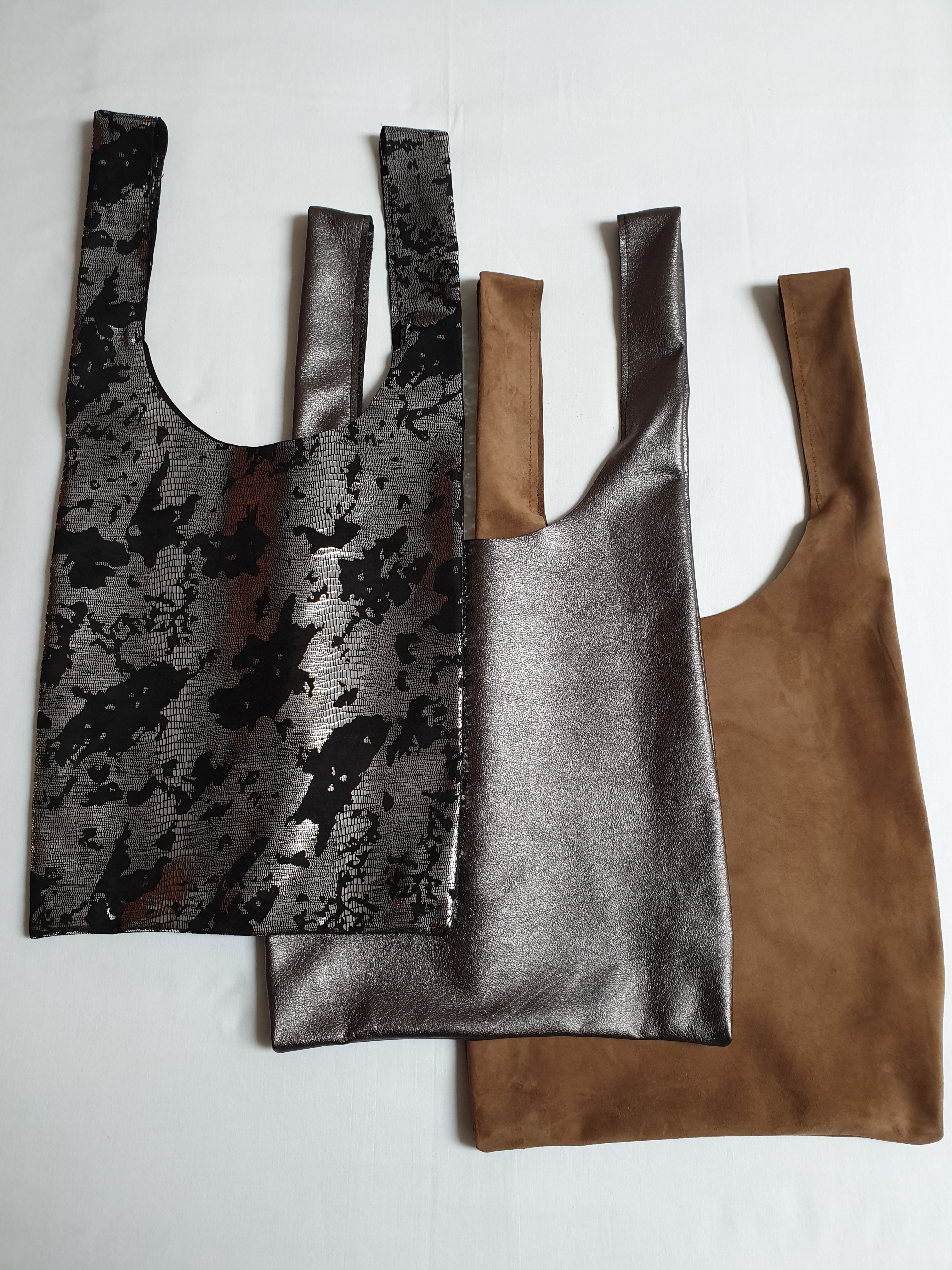 Kožený pytlík - staro-stříbrný