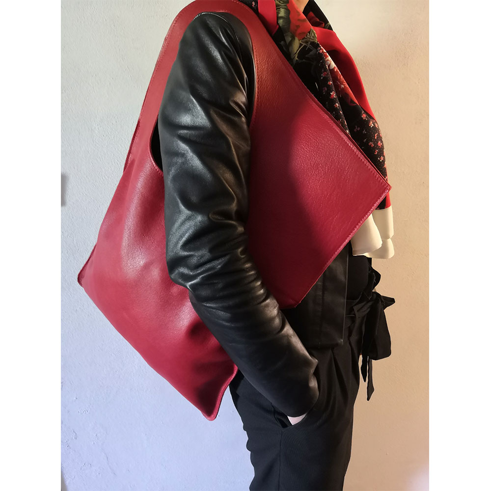 Kožená taška s otvorem - Koňak