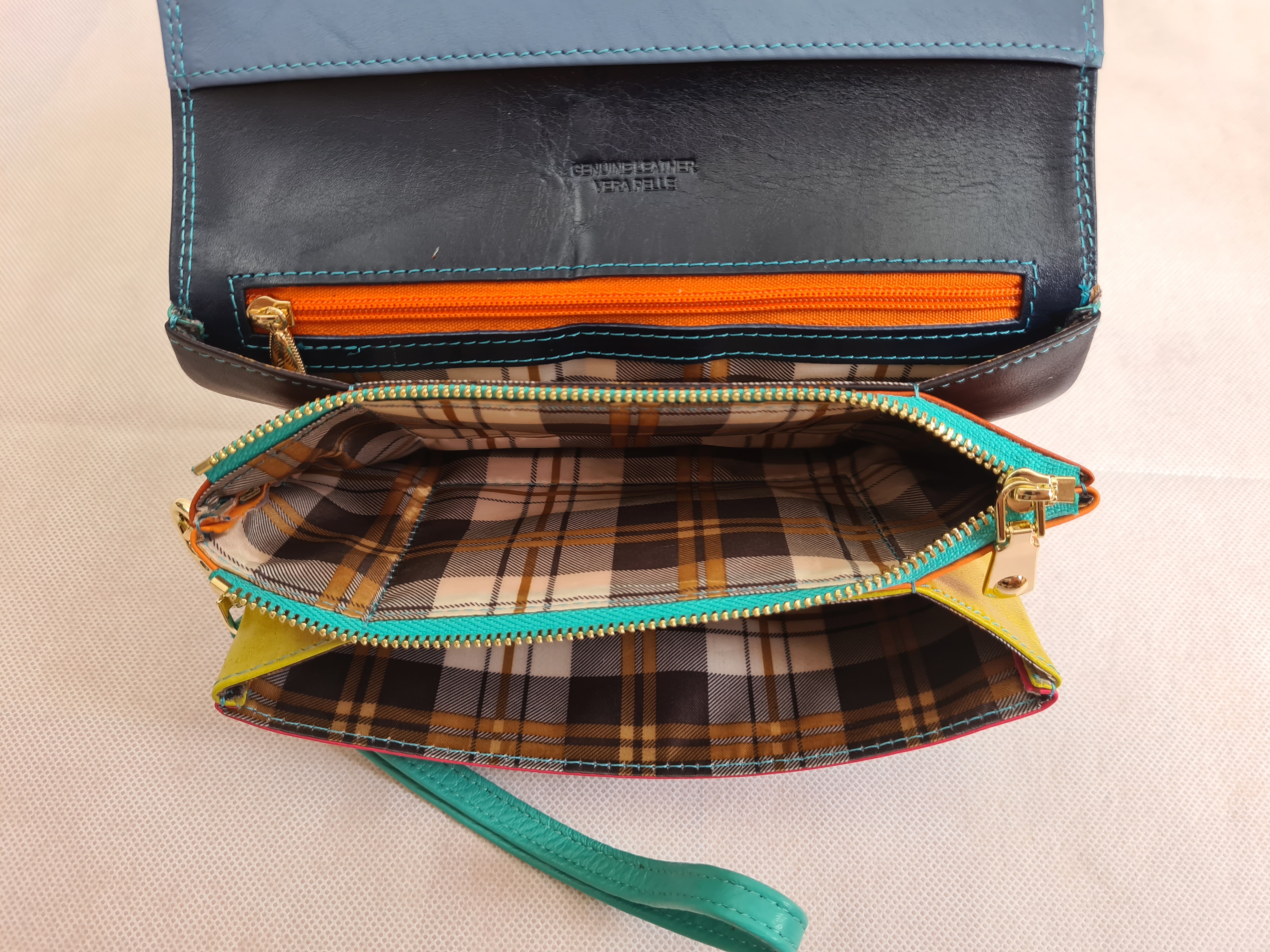 Dámská kožená peněženka multicolor - tyrkysová