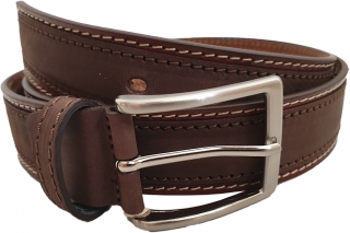 Kožený opasek 4cm - Tmavohnědý s broušenou kůží 
