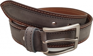 Kožený opasek 4cm - Šedý s broušenou kůží