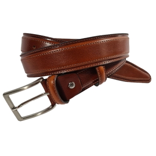 Kožený opasek 4cm prošitý - Hnědý