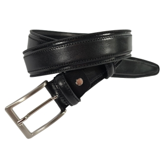 Kožený opasek 4cm prošitý - Černý